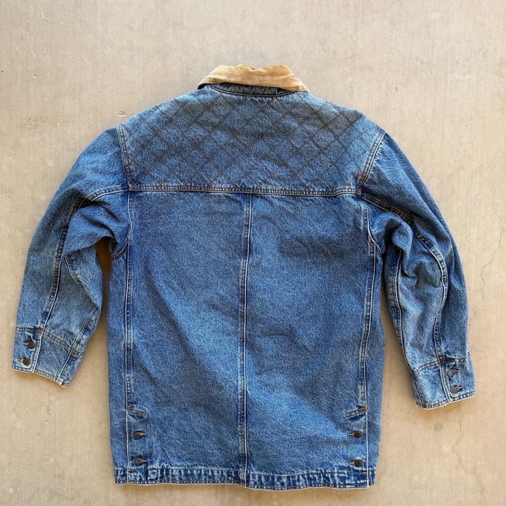 Vintage Banana Republic Safari Denim Chore Jacket Mens M Lined 90s Equestrian - Picture 6 of 10